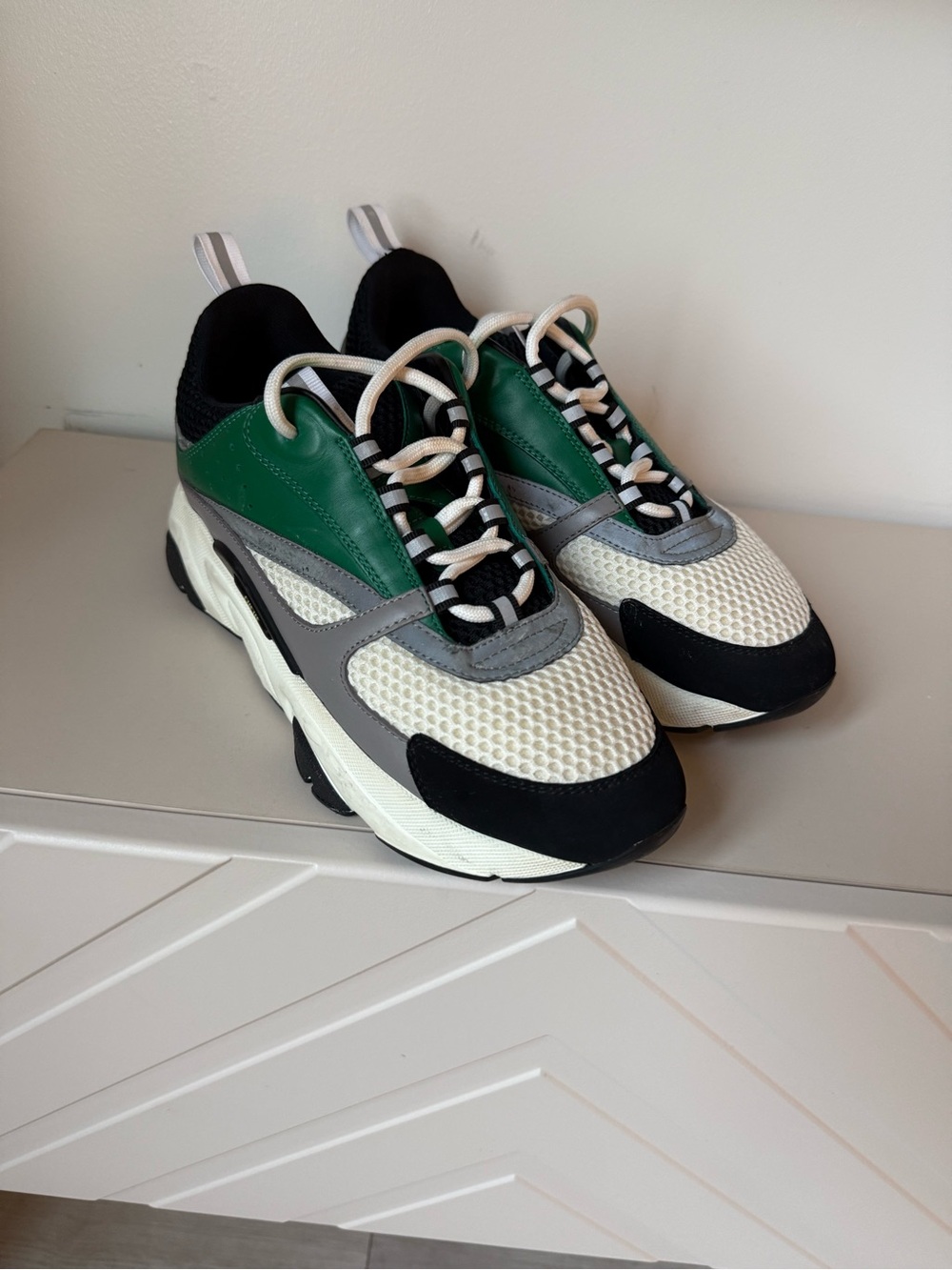 Dior Men’s Chunky Lace-Up Sneakers - Green/Black/White